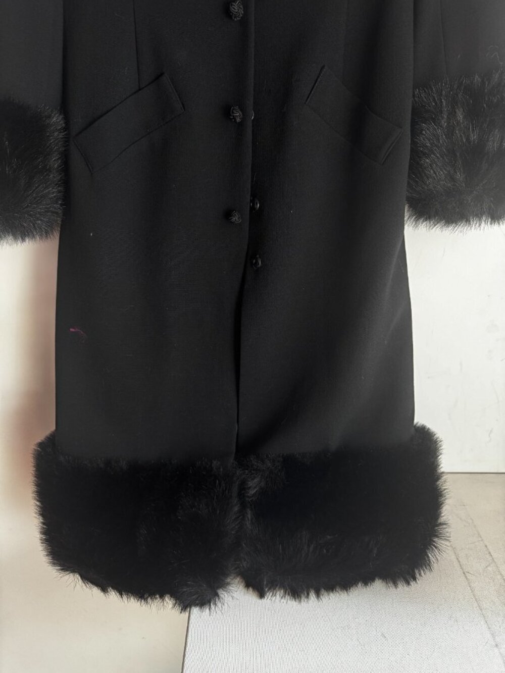 Tracy Reese Black Beaded Wool Penny Lane Coat 4 - Picture 7 of 10